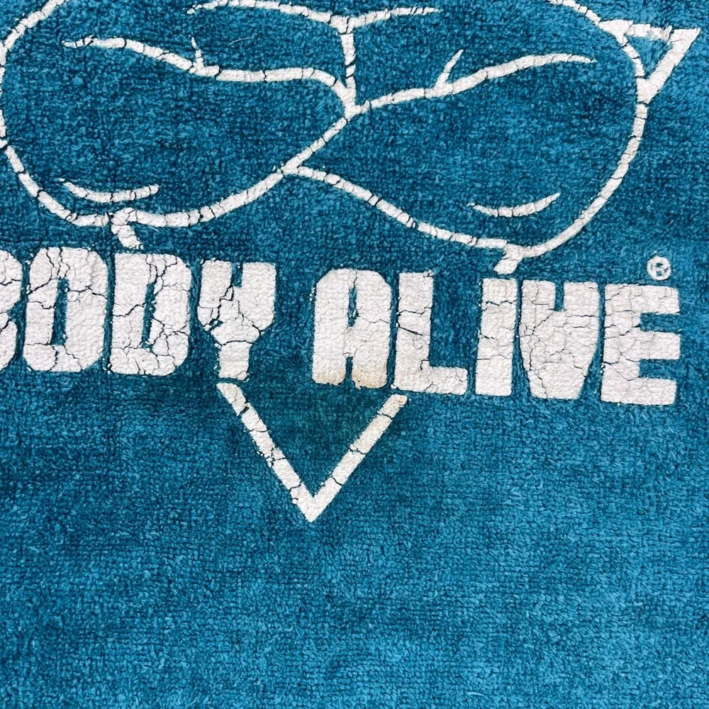 Vintage Body Alive Terry Cloth Gym Top XL Teal Blue Made in USA Bodybuilding 80s - Picture 7 of 10
